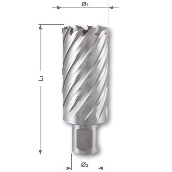 Korunkový vrták KB D21 x 50 HSS NOVA WELDON3/4inW D21x50