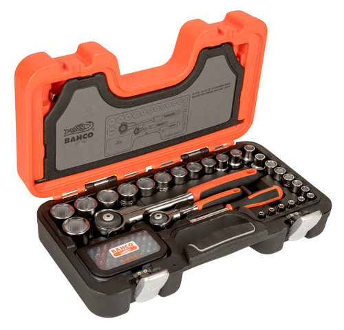 1/4" and 1/2" Square Drive Socket Set with Metric Hex Profile and Swivel Head Ratchet - 79 Pcs SW79