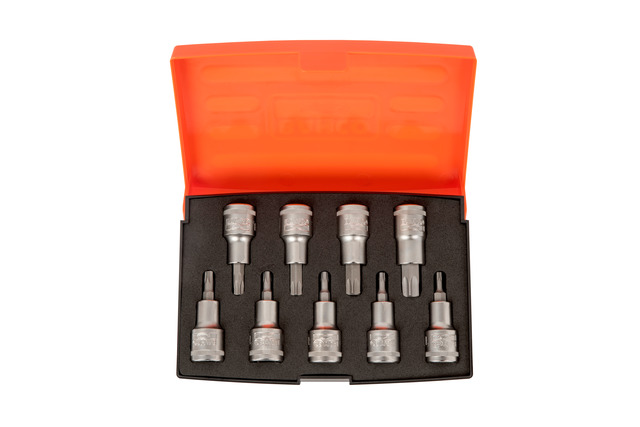 Sada nástrčných kľúčov s výstupom na TORX skrutky, 9 ks, S9TORX