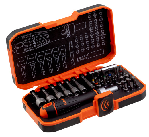 1/4" Heavy-Duty Bit Set for Nut Drivers & Slotted/Phillips/Pozidriv/Torx®/Hex Bits with Ratcheting Screwdriver Holder - 36 pcs 59/S36BCR