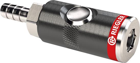Bezpečnostná rýchlospojka RIEGLER 7,4mm s koncovkou na hadicu O9 mm