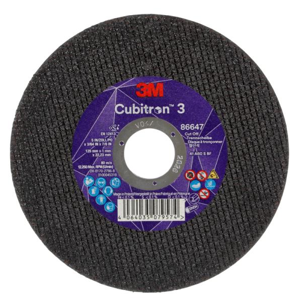 3M Cubitron 3 rezný kotúč, 86647, 60+, T41, 125 mm x 1 mm x 22.23 mm, EN, 25/ Pack, 50 ea/Case