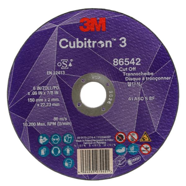 3M Cubitron 3 rezný kotúč, 86542, 60+, T41, 150 mm x 2 mm x 22.23 mm, EN, 25/Pack, 50 ea/Case