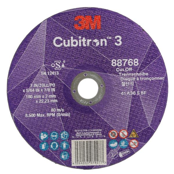 3M Cubitron 3 rezný kotúč, 88768, 36+, T41, 180 mm x 2 mm x 22.23 mm, EN, 25/Pack, 50 ea/Case