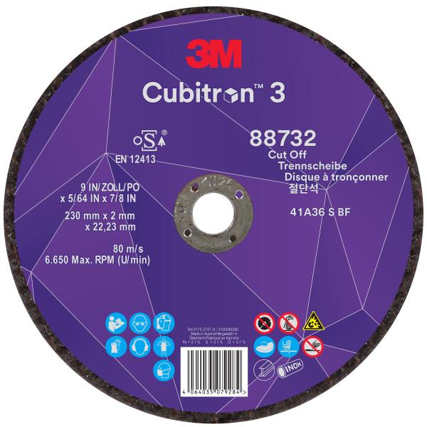 3M Cubitron 3 rezný kotúč, 88732, 36+, T41, 230 mm x 2 mm x 22.23 mm, EN, 25/Pack, 50 ea/Case