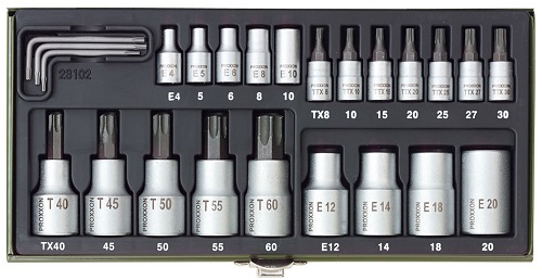 Sada nástrčných hlavíc "TX" 1/4" a 1/2" 23-dielna