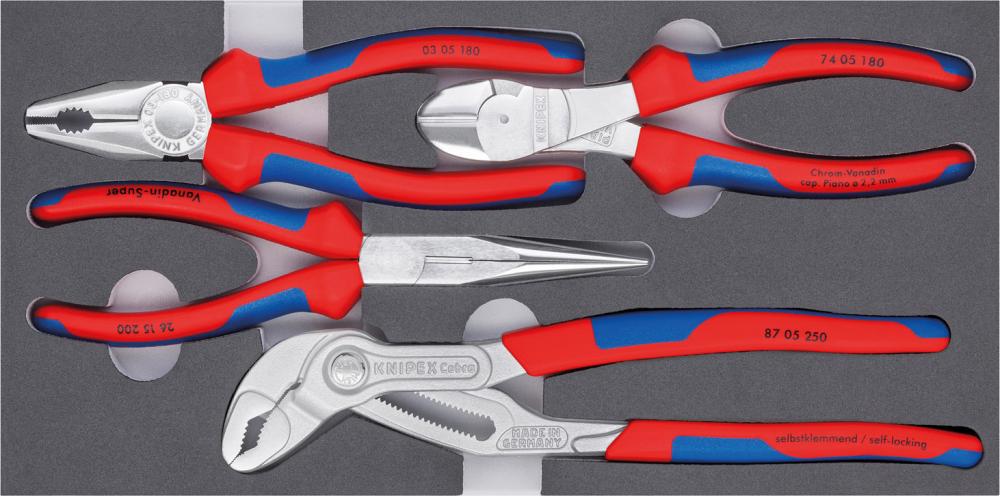Sada Klesá Basic hlava pochrómovaný a penovavlozka, 4ks.KNIPEX