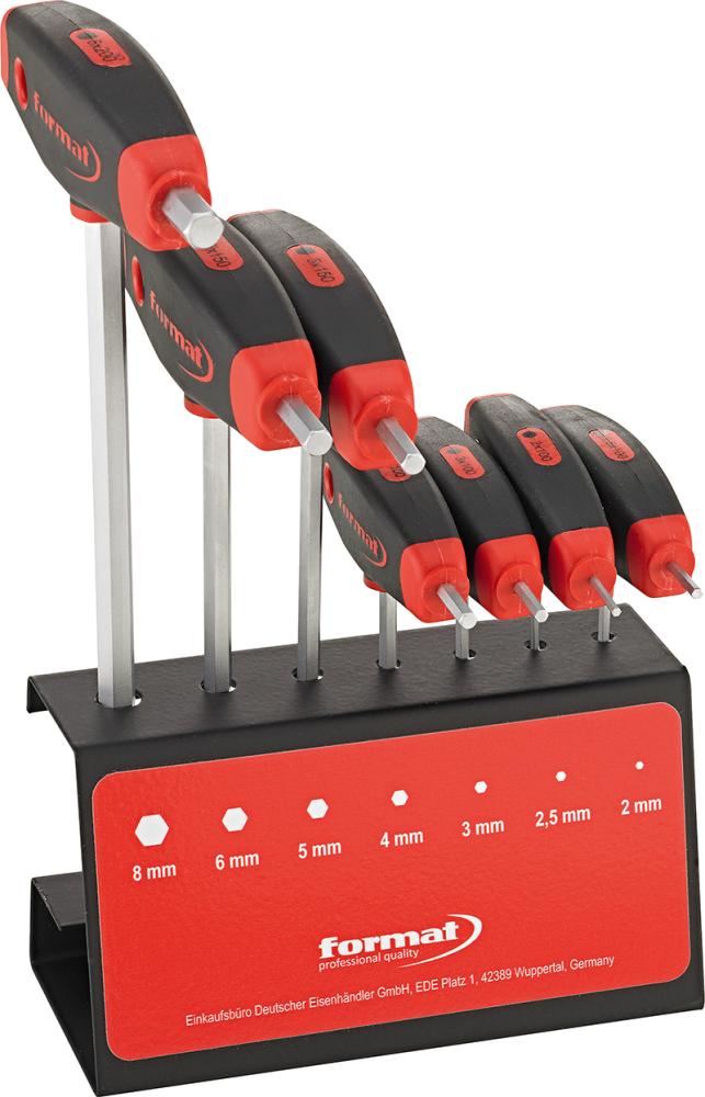 T-Griff-Schraubendreher- Satz mit Seitenabtrieb 7-teilig 2-8mm im Ständer FORMAT